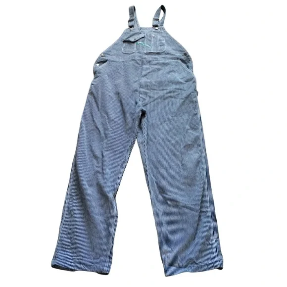 Key Imperial Overalls Men 44x34 Hickory Stripe Denim Bib Work Carpenter Railroad - Picture 1 of 8